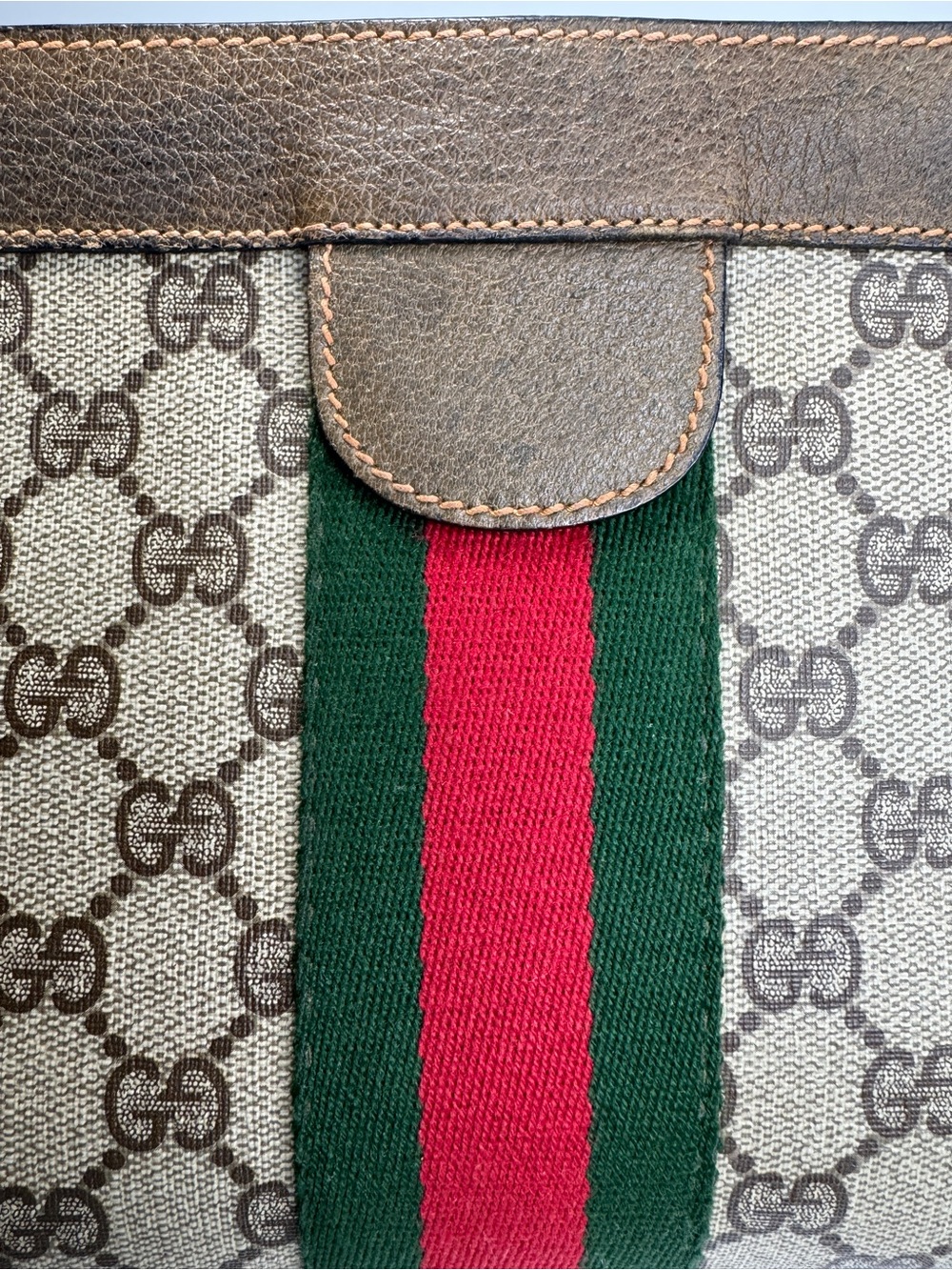 Gucci Vintage GG Beige Supreme Sherry Line Canvas Clutch Bag - Picture 13 of 16